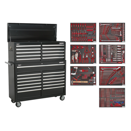 Superline Pro TBTPBCOMBO4 Tool Chest Combination 23 Drawer with 446pc Tool Kit - Black