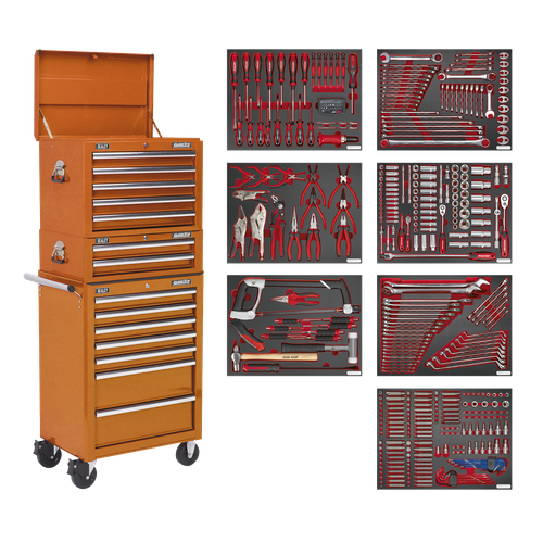 Superline Pro TBTPCOMBO4 Tool Chest Combination 14 Drawer with 446pc Tool Kit - Orange
