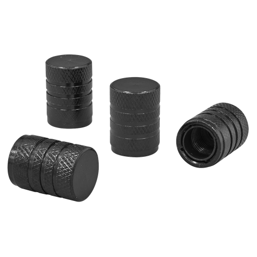 Sealey VCB4 Aluminium Valve Cap 4pc - Black Anodised