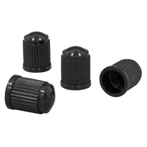 Sealey VCP4 Plastic Valve Caps 4pc - Black