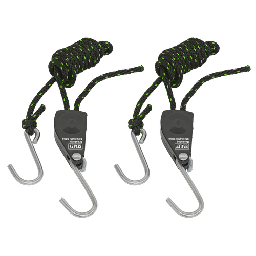 Sealey VS0114 Ratchet Parts Hanger/Tie Down with S-Shaped Hooks 2m - Pack of 2