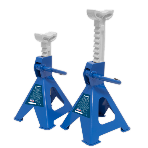 Sealey VS2002BL Ratchet Type Axle Stands (Pair) 2 Tonne Capacity per Stand - Blue