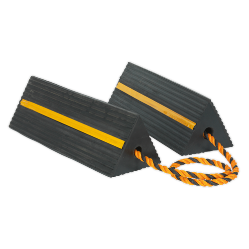 Sealey WC11 Heavy-Duty Rubber Wheel Chocks - Pair