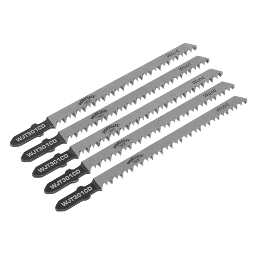 Worksafe WJT301CD Jigsaw Blade for Wood & Plastics 90mm 8tpi - Pack of 5