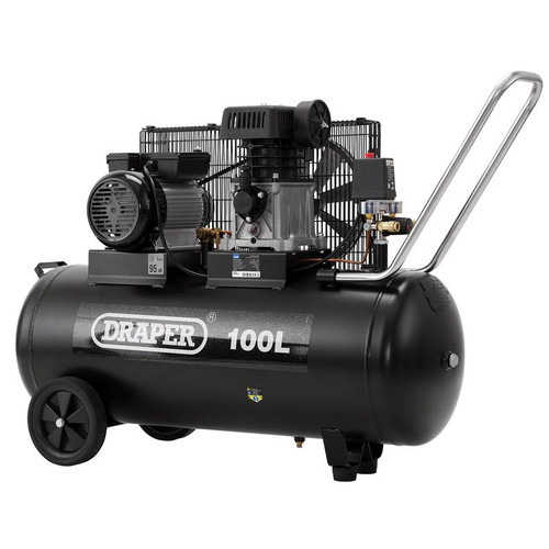 Draper 31254 230V 100L Belt-Driven Air Compressor, 2.2kW/3HP