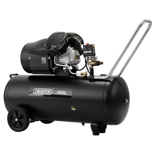 Draper 65396 230V 100L Direct Drive V-Twin Air Compressor, 2.2kW/3hp