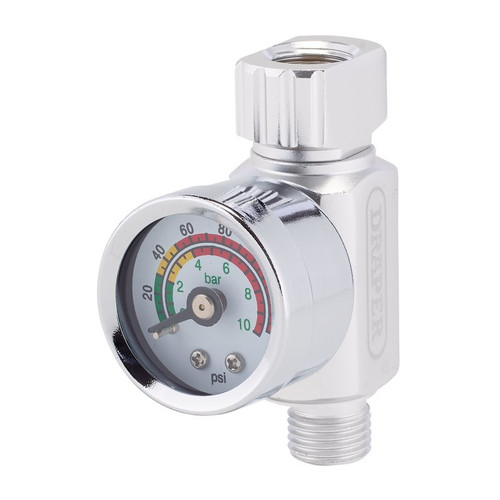 Draper 28377 1/4" BSP On-Gun Air Regulator and Gauge, 140psi