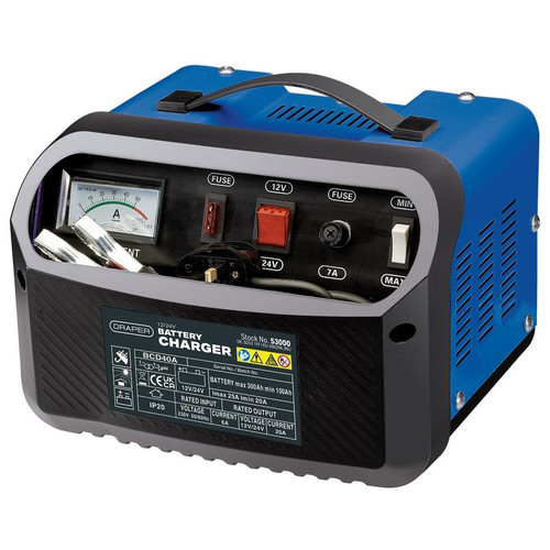 Draper 53000 12/24V Battery Charger, 20 - 25A