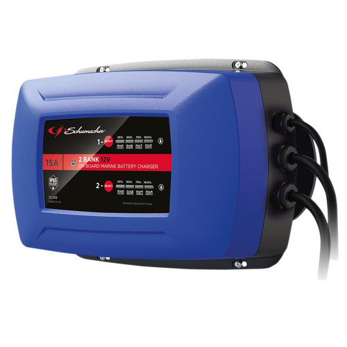 Schumacher SC348 2 Bank 12V On Board Marine Battery Charger, 15A