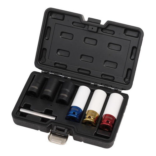 Draper 07115 Wheel Nut and Bolt Extractor Socket Set, 1/2" Sq. Dr. (7 Piece)
