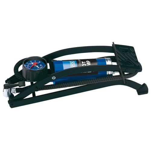 Draper 14172 Single Cylinder Foot Pump with Pressure Gauge