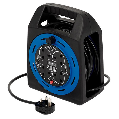 Draper 31049 230V Four Socket Cable Reel, 15m