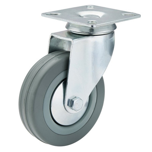 Draper 65478 Swivel Plate Fixing Rubber Castor, 100mm Diameter, S.W.L. 80kg