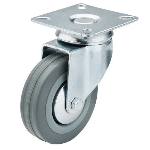 Draper 65473 Swivel Plate Fixing Rubber Castor, 75mm Diameter, S.W.L. 70kg