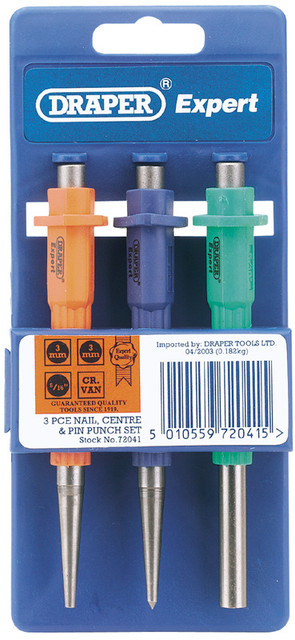 Draper 72041 Nailset, Centre Punch and Pin Punch Set (3 Piece)