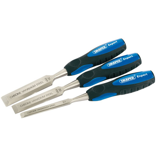 Draper Expert 45865 Soft Grip Bevel Edge Wood Chisel Set, 150mm (3 Piece)