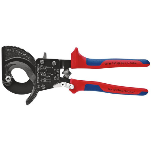 KNIPEX 18555 95 31 250 Ratchet Action Cable Cutter, 250mm