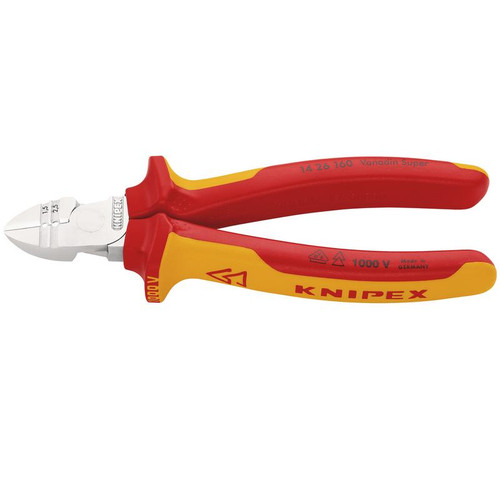 KNIPEX 34055 14 26 160 SB VDE Fully Insulated Diagonal Wire Strippers and Cutter,160mm