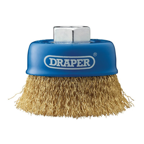 Draper 41444 Brassed Steel Crimped Wire Cup Brush, 75mm, M14