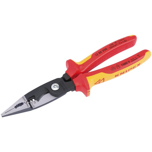 KNIPEX 80803 13 88 200UKSBE Fully Insulated Electricians Universal Installation Pliers, 200mm