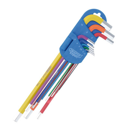 Draper Expert 04911 Metric Extra-Long Arm Hex Key Set, Colour Coded (9 Piece)