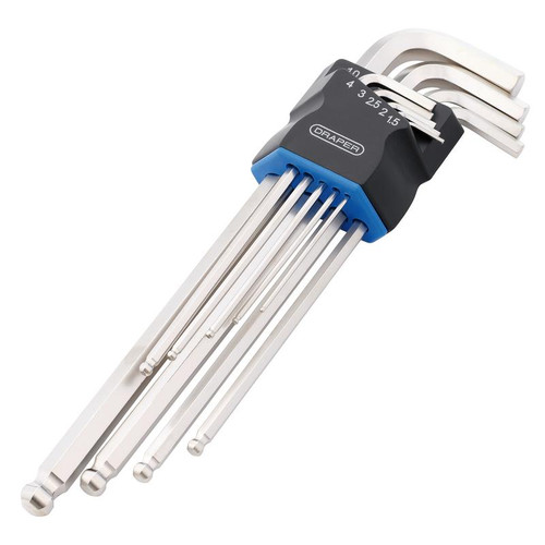 Draper 12809 Metric Extra Long Arm Ball End Hex Key Set (9 Piece)