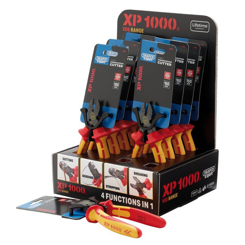 Draper 13614 XP1000® Counter Top Display of VDE 160mm 4-in-1 Combination Cutters (10 Piece)