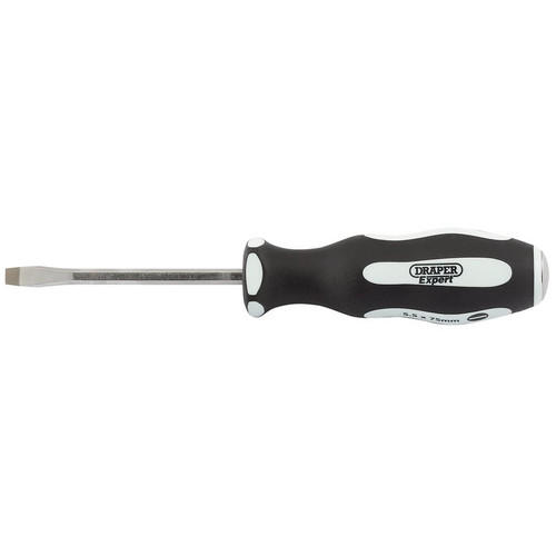 Draper Expert 35176 Pound Thru' Plain Slot Soft Grip Screwdriver, 5.5 x 75mm