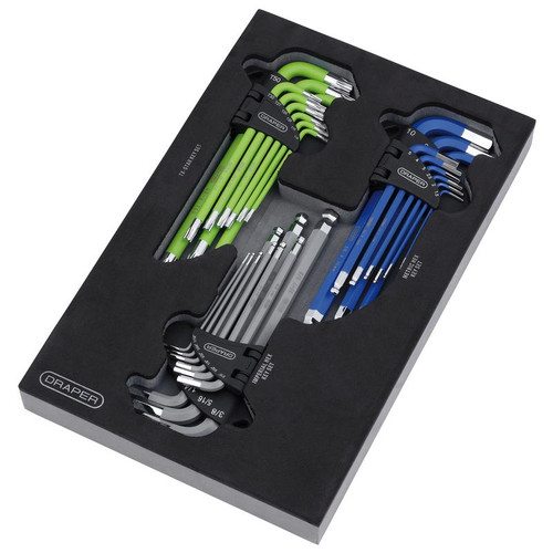 Draper 12822 TX-STAR®, Imperial & Metric Ball End Hex Key Sets (27 Piece)
