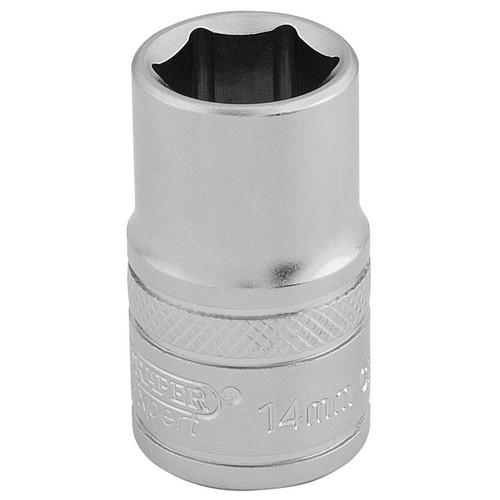 Draper Expert 16604 6 Point Metric Socket, 1/2" Sq. Dr., 14mm