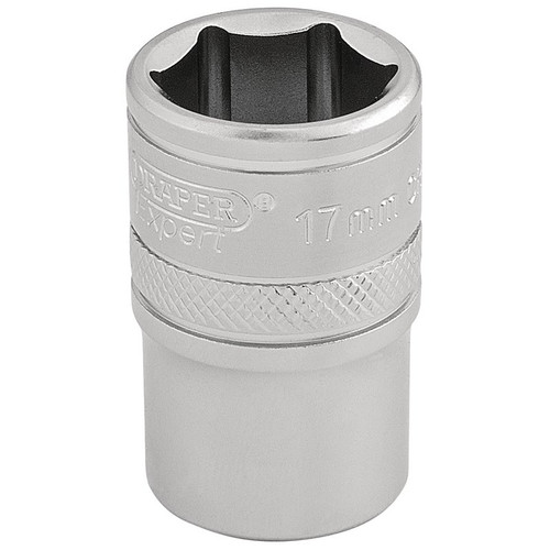 Draper Expert 16607 6 Point Metric Socket, 1/2" Sq. Dr., 17mm