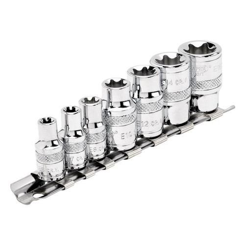 Draper Expert 34412 TX-STAR® Socket Set, 1/4" and 3/8" Sq. Dr. (7 Piece)