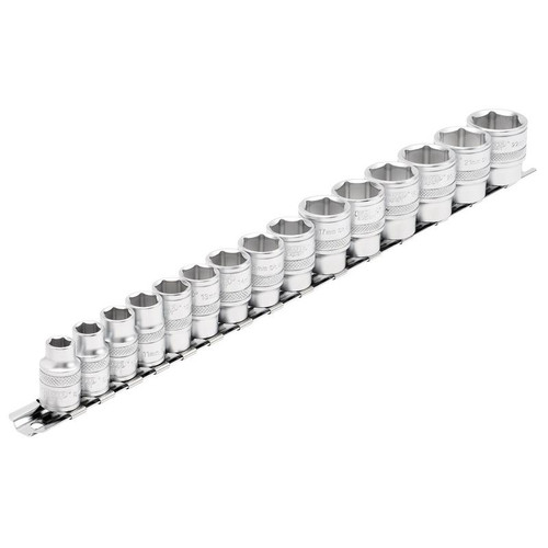Draper Expert 16492 HI-TORQ® Metric Socket Set on a Metal Rail, 3/8" Sq. Dr. (15 Piece)