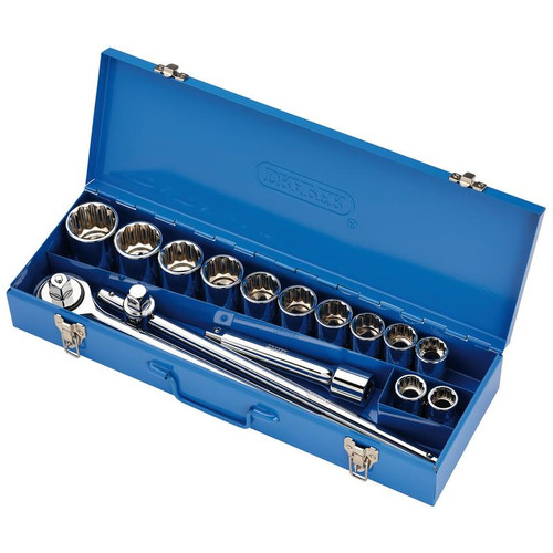 Draper 16440 HI-TORQ® Metric Socket Set in Metal Case, 3/4" Sq. Dr. (15 Piece)