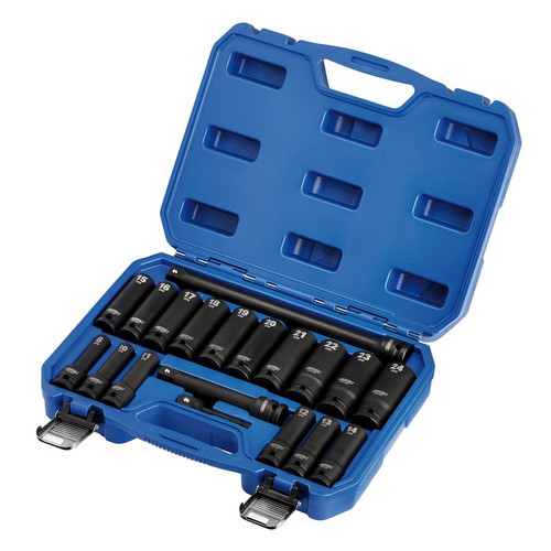 Draper 04577 HI-TORQ® Metric Deep Impact Socket Set, 1/2" Sq. Dr. (19 Piece)