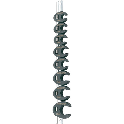 Draper Expert 61034 Metric Crow Foot Spanner Set on a Metal Rail, 3/8" Sq. Dr. (8 Piece)