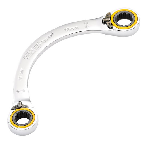 Draper Expert 03934 HI-TORQ® Double Ring Ratchet Half Moon Spanner, 11 x 13mm