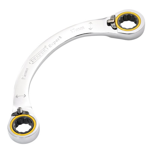 Draper Expert 03936 HI-TORQ® Double Ring Ratchet Half Moon Spanner, 15 x 17mm