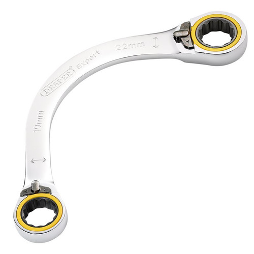 Draper Expert 03937 HI-TORQ® Double Ring Ratchet Half Moon Spanner, 19 x 22mm
