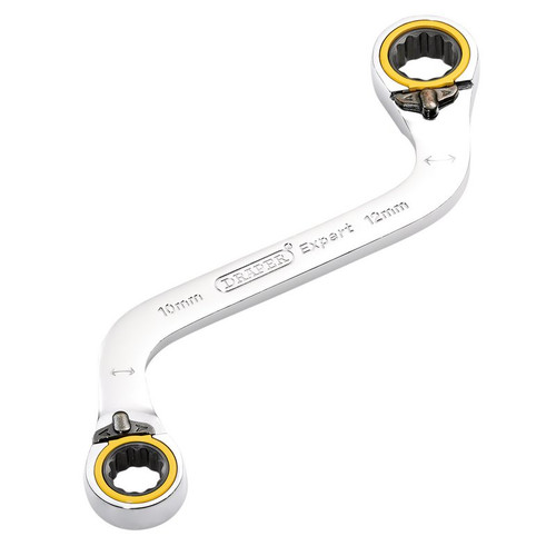 Draper Expert 03942 HI-TORQ® Double Ring Ratchet S-Shape Spanner, 10 x 12mm