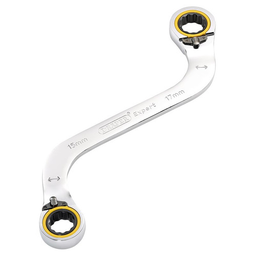 Draper Expert 03945 HI-TORQ® Double Ring Ratchet S-Shape Spanner, 15 x 17mm