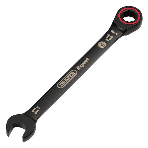 Draper Expert 03882 HI-TORQ® Metric Ratchet Combination Spanner, 11mm, Black
