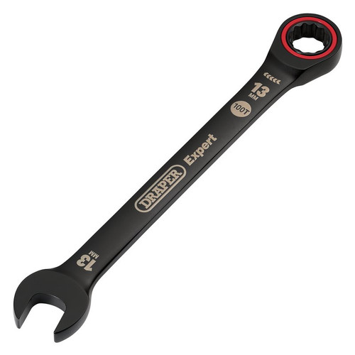 Draper Expert 03884 HI-TORQ® Metric Ratchet Combination Spanner, 13mm, Black