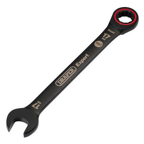 Draper Expert 03890 HI-TORQ® Metric Ratchet Combination Spanner, 17mm, Black