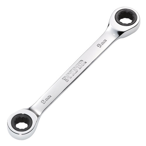 Draper 27735 HI-TORQ® Metric Double Ratchet Ring Spanner, 8 x 9mm