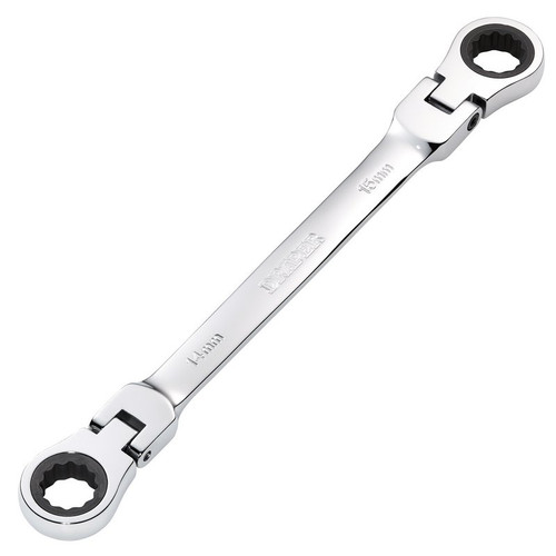 Draper 27747 HI-TORQ® Metric Flexible Head Double Ring Ratchet Spanner, 14 x 15mm