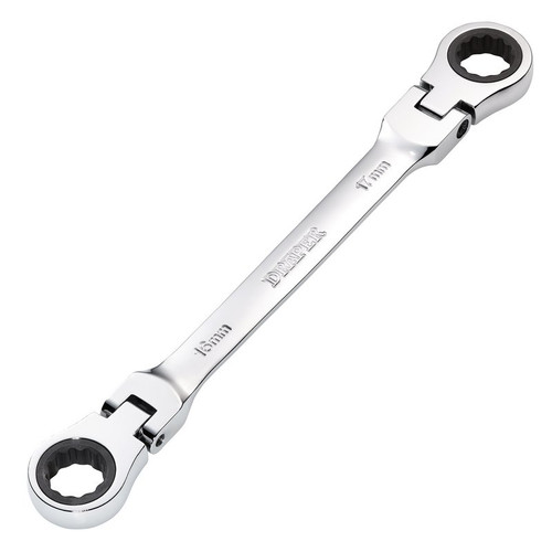 Draper 27756 HI-TORQ® Metric Flexible Head Double Ring Ratchet Spanner, 16 x 17mm