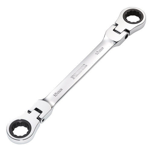Draper 27759 HI-TORQ® Metric Flexible Head Double Ring Ratchet Spanner, 18 x 19mm