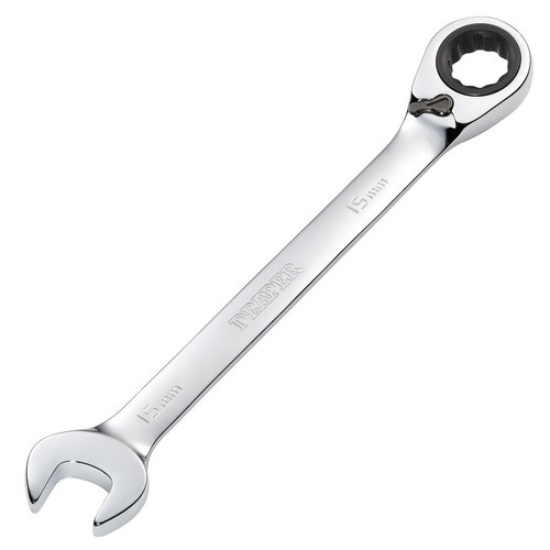 Draper 52003 HI-TORQ® Metric Reversible Ratcheting Combination Spanner, 15mm