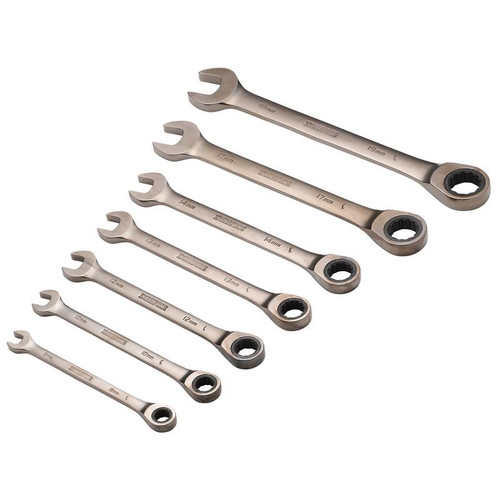 Draper 51178 HI-TORQ® Metric Ratcheting Combination Spanner Set, Black (7 Piece)